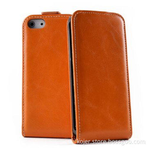 Leather Flip Mobile Phone Cases for iPhone 5/5s with Plastic Shell Inside